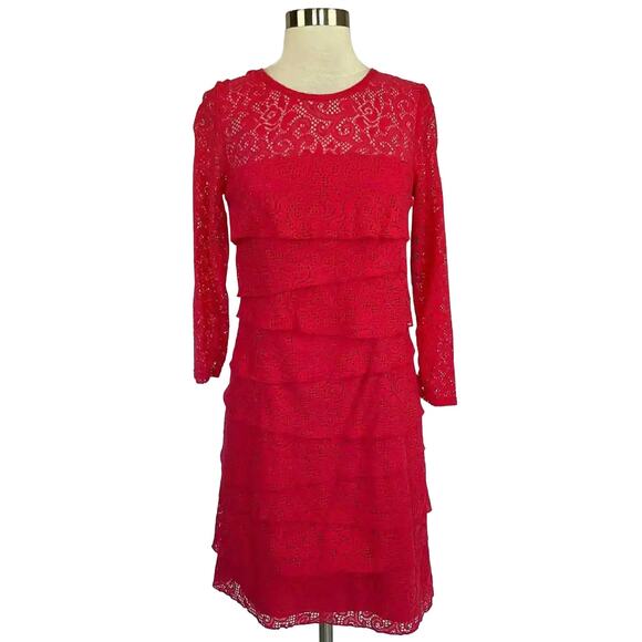 Laundry by Shelli Segal Women's Dress Size 6 Pink Lace Long Sleeve Sheath - Picture 1 of 11